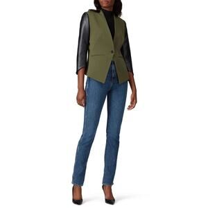 SLATE & WILLOW Faux Leather Sleeve Hunter Green Blazer Jacket Size 6